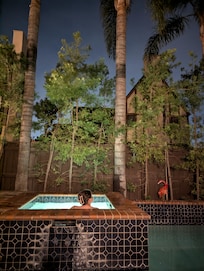 Relaxing in the hot tub after a full day of sightseeing