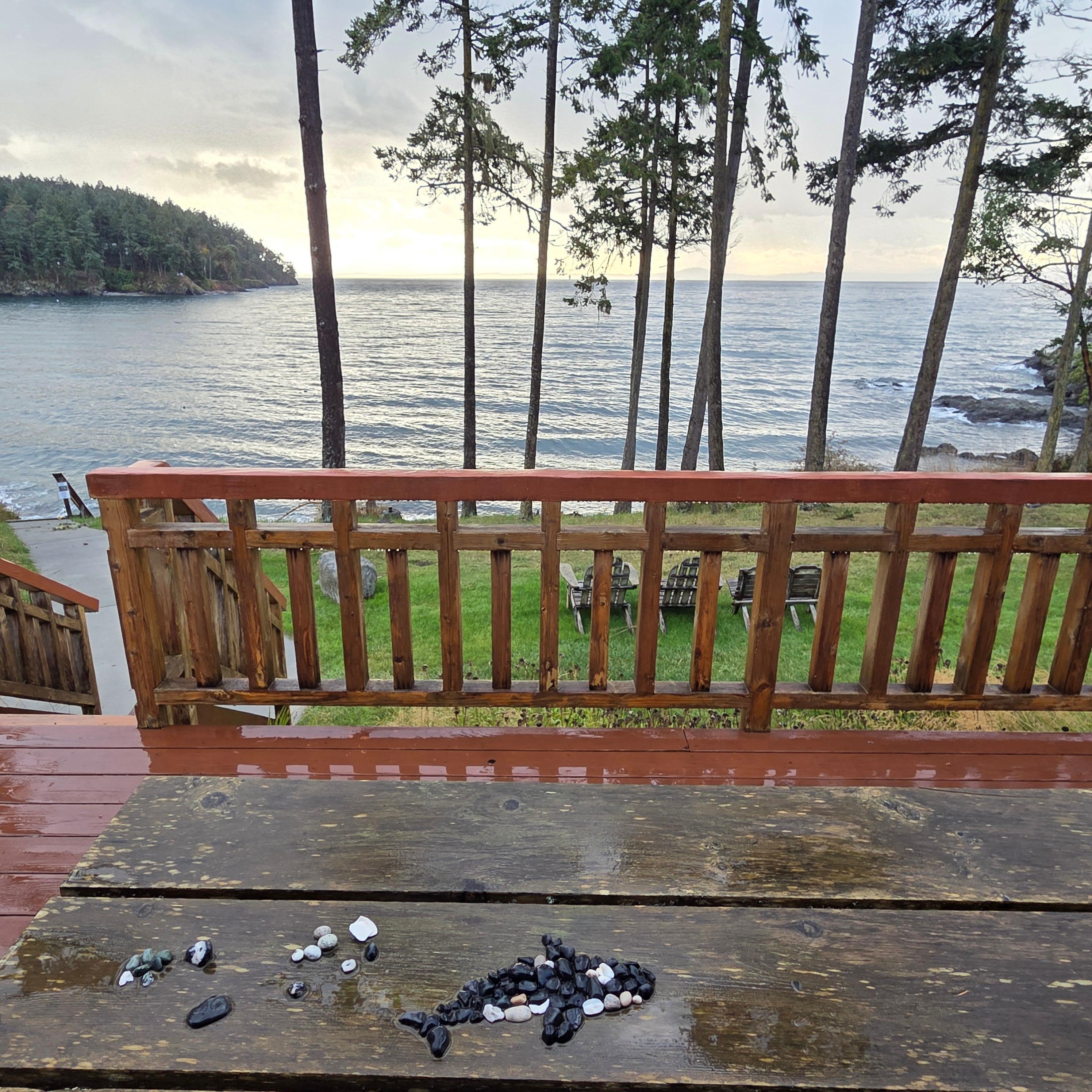 Trying to summon the orcas to us with some crafts on the patio during a rainy afternoon.