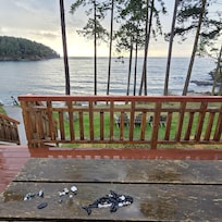 Trying to summon the orcas to us with some crafts on the patio during a rainy afternoon.