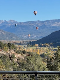 Hot air balloons view from the deck.