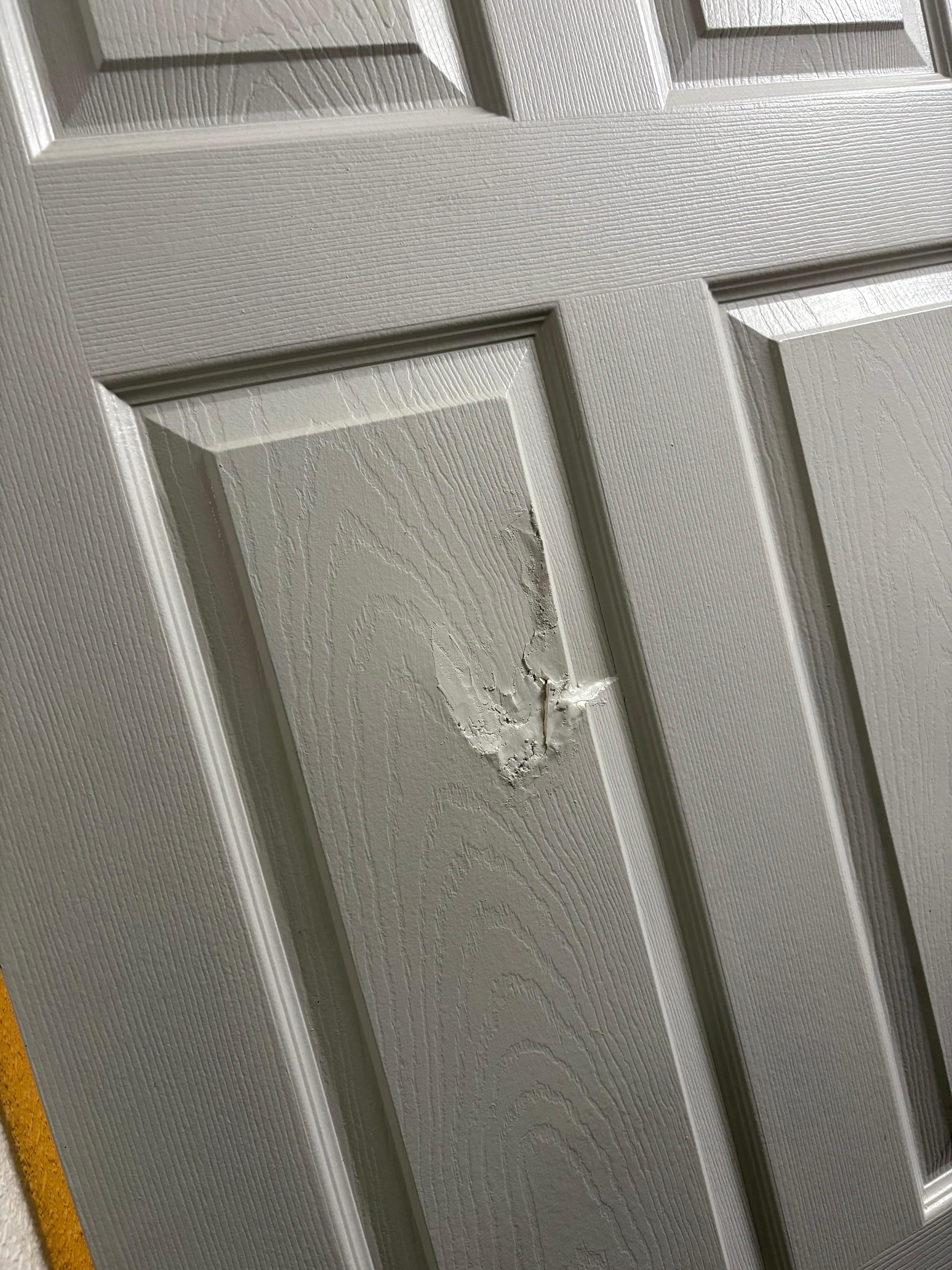 Hole punched in bathroom door