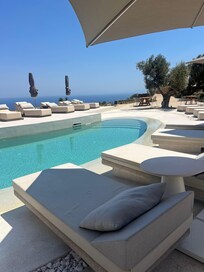 The hotel pool by breakfast