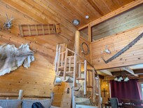 Spiral staircase to loft bedroom.