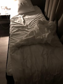 Single bed so you wake up every time you turn. I am 187 cm do just about fitted in it.