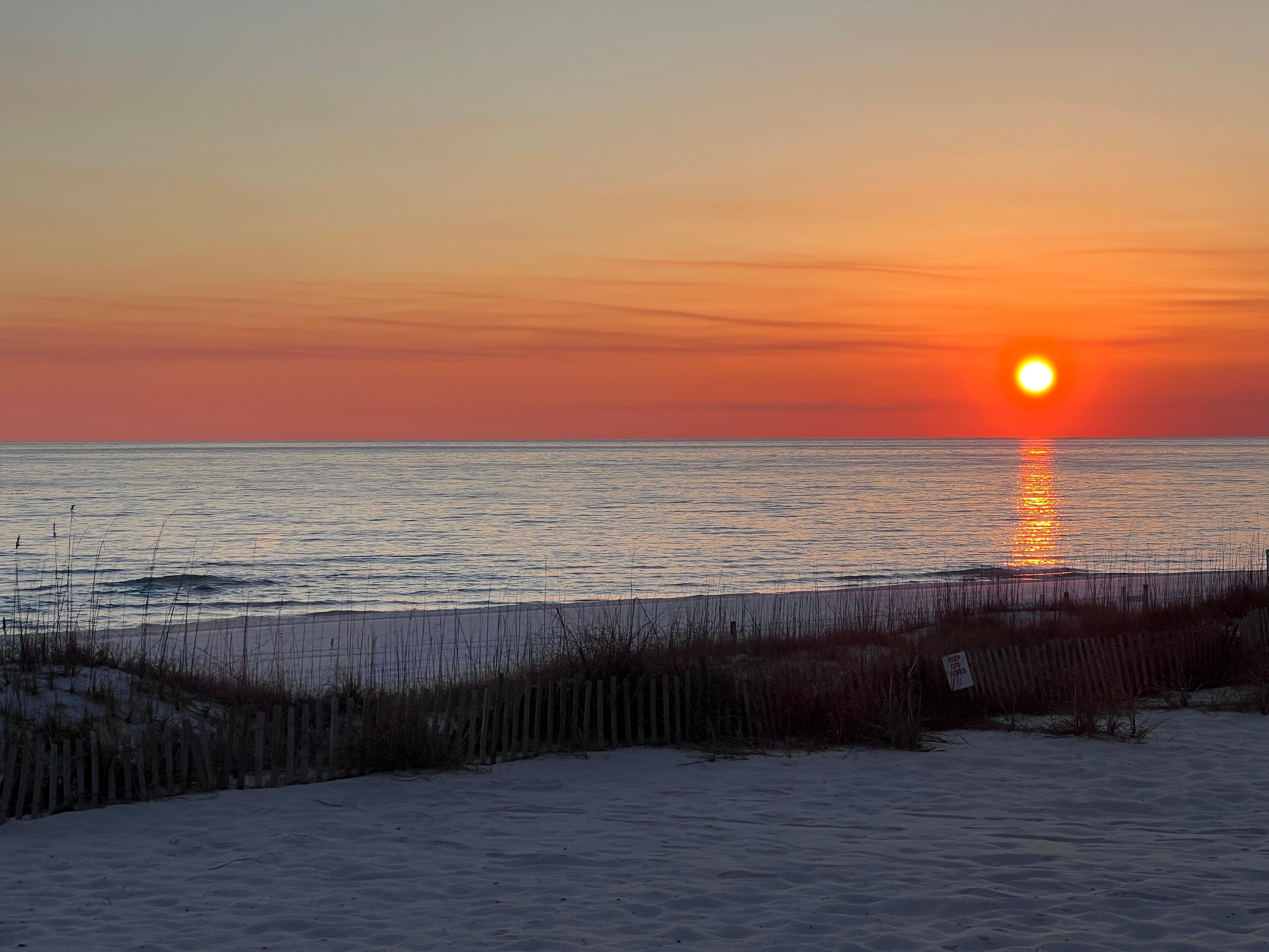 Sunset from the beach access directly across the street from complex