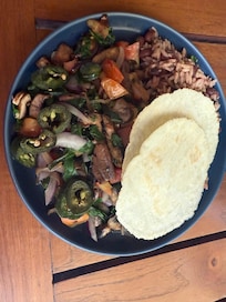 Breakfast made at the omelette station for a vegan