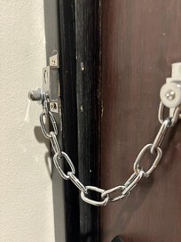 Door frame was loose and broken.