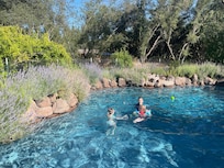 Pool has shallow and deep ends