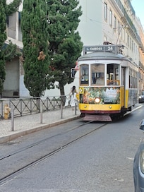 Local tram running past the appartament block.