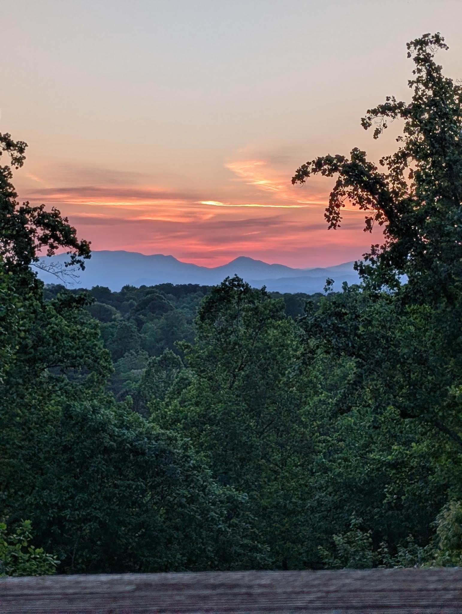 View of the sunrise over the mountain.