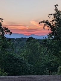 View of the sunrise over the mountain.