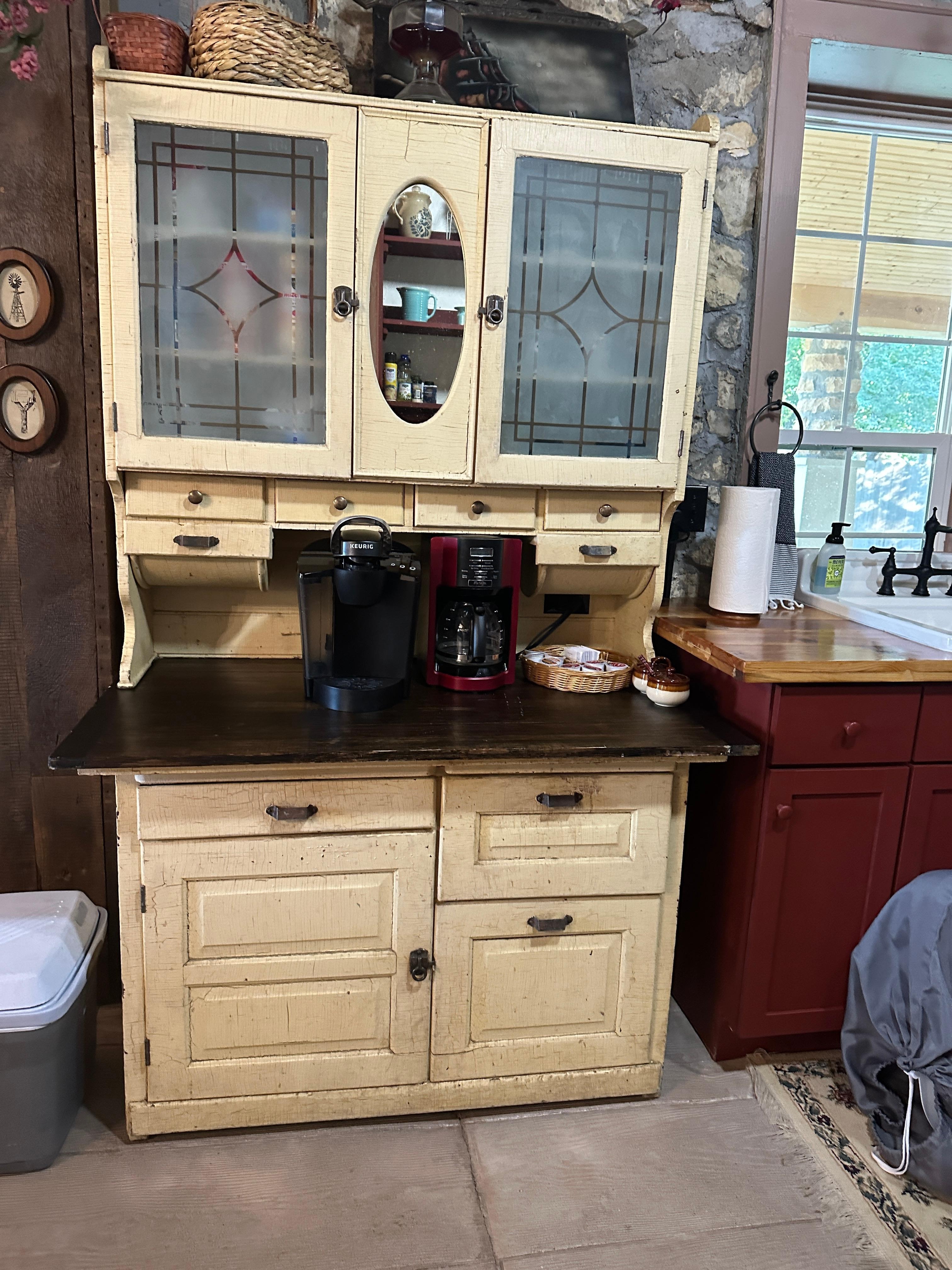 Antique cabinet with modern coffee bar