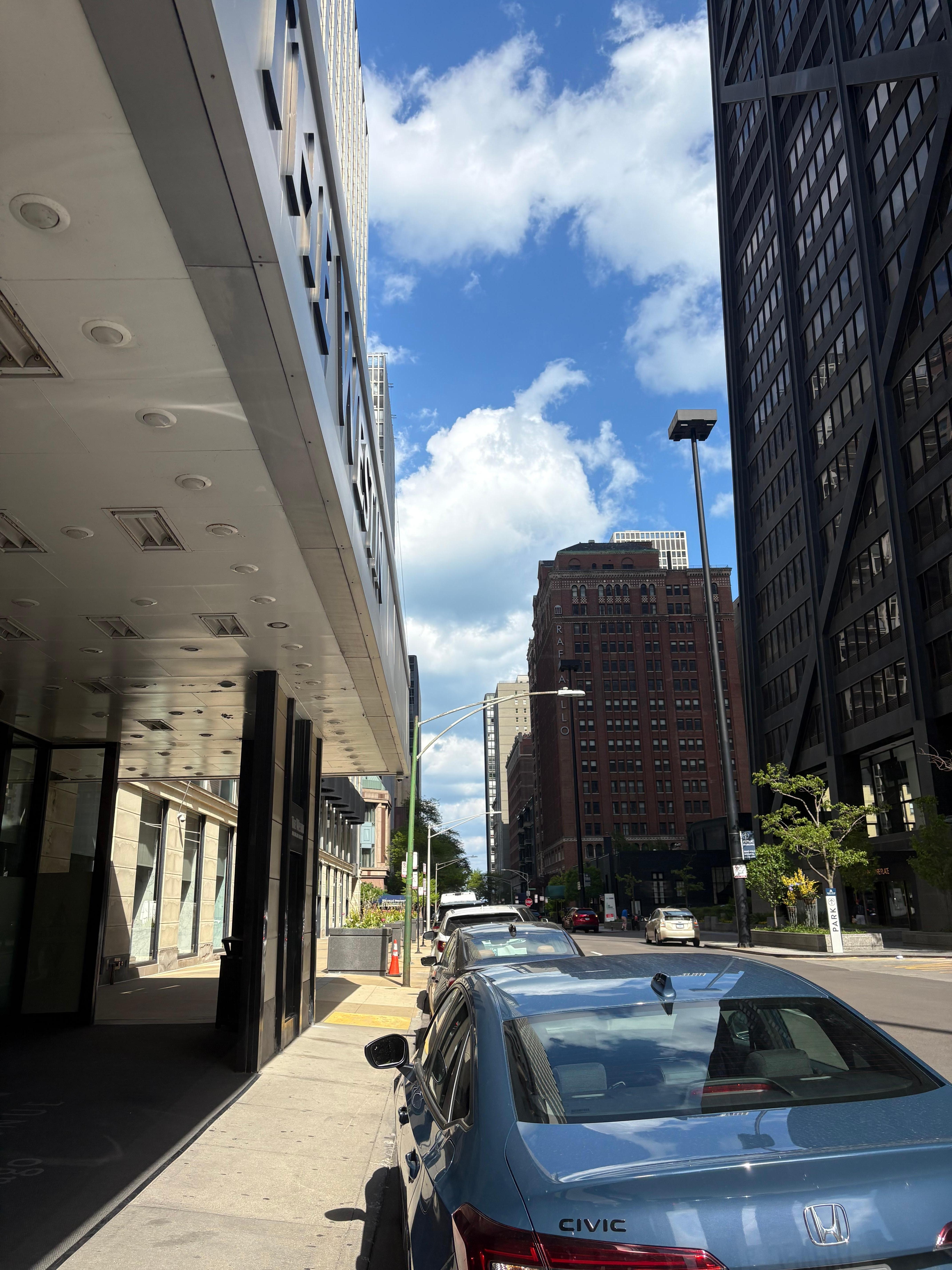 Looking down Delaware st in front of the hotel 