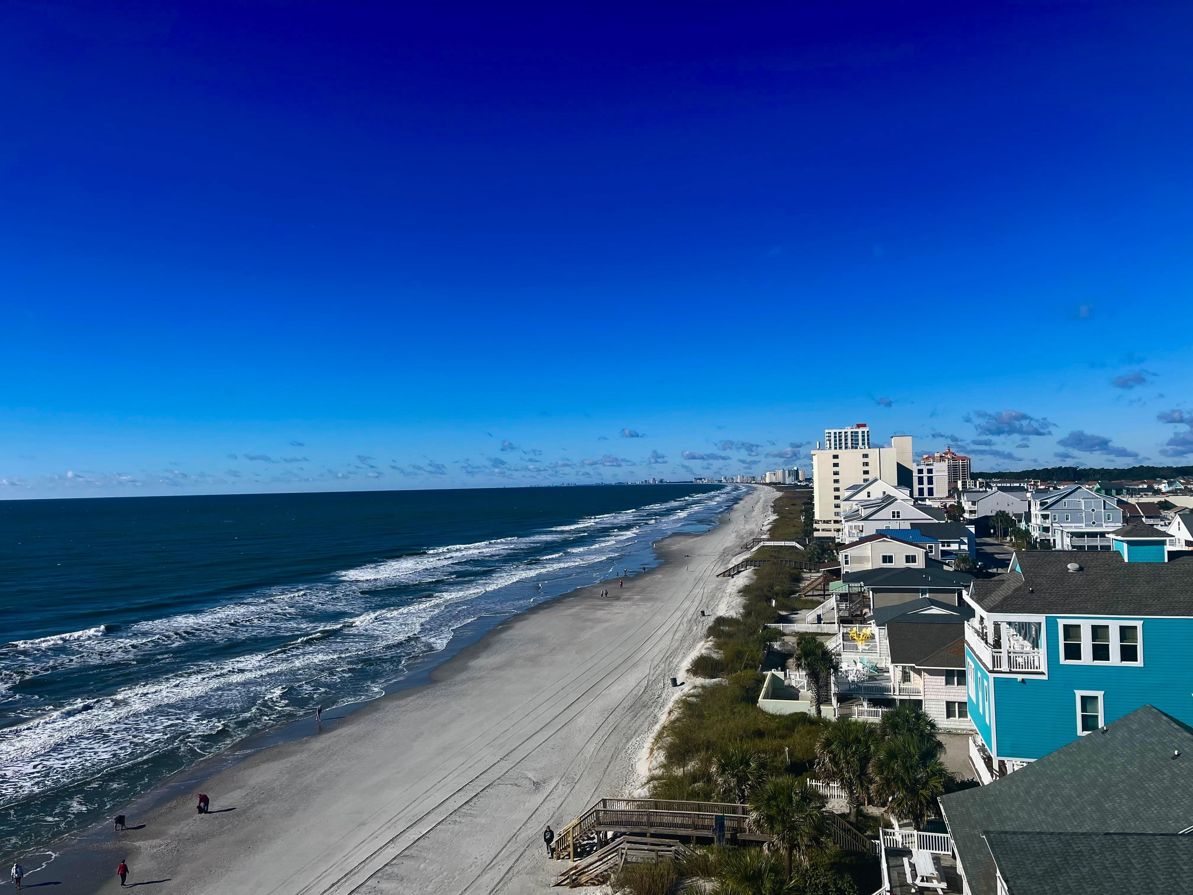 The view south down the shoreline from the balcony. 