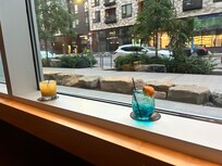 View from the room with the free welcome drink und the bought one.