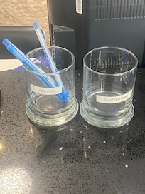 There were never any “sanitized” pens for guests to use.