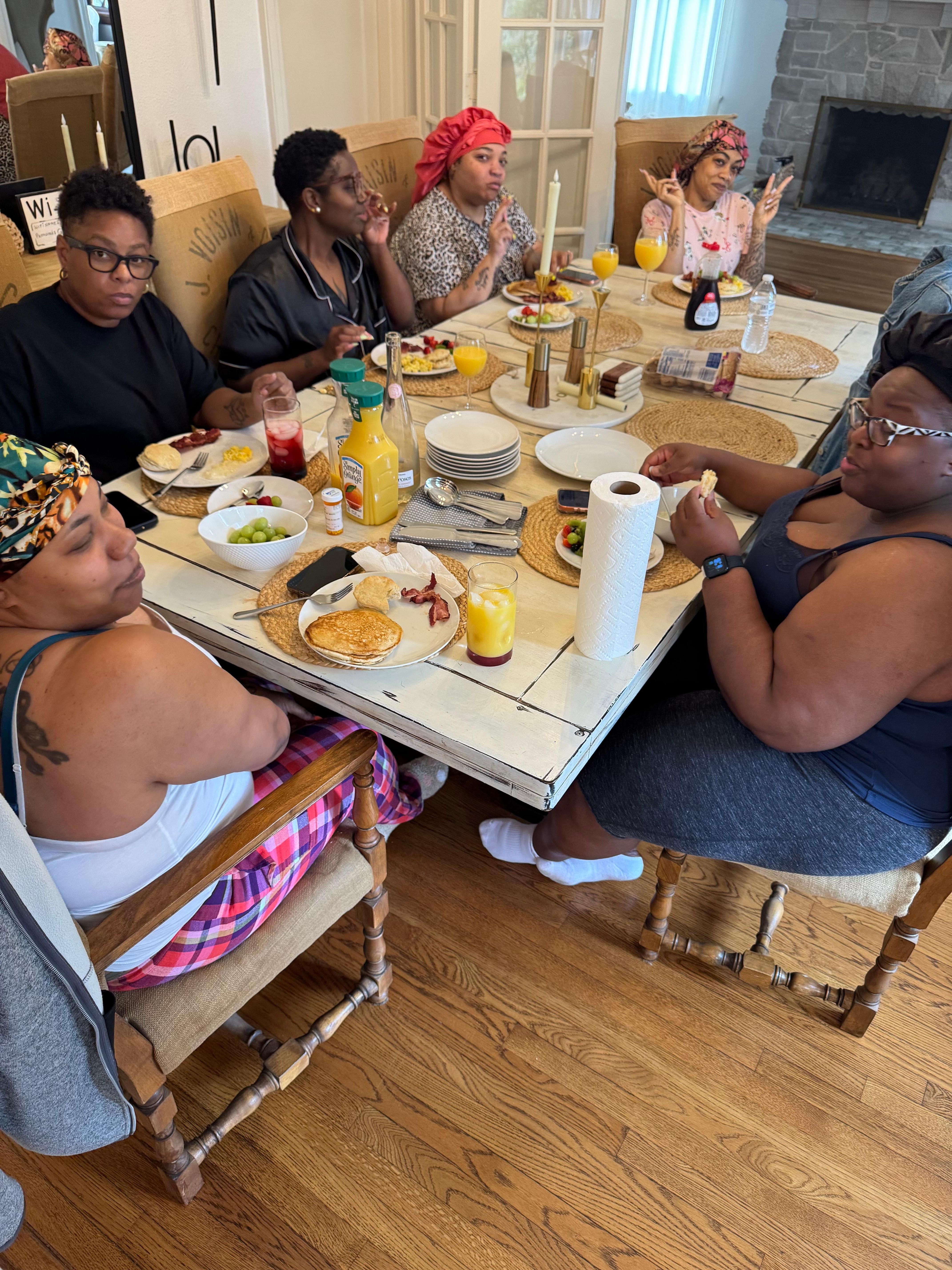 Our first breakfast. Kitchen is amazing. We all fell in love with the stove!!!