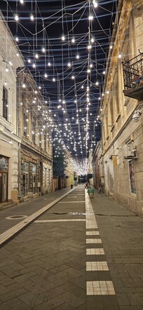 Nearby street light up at night