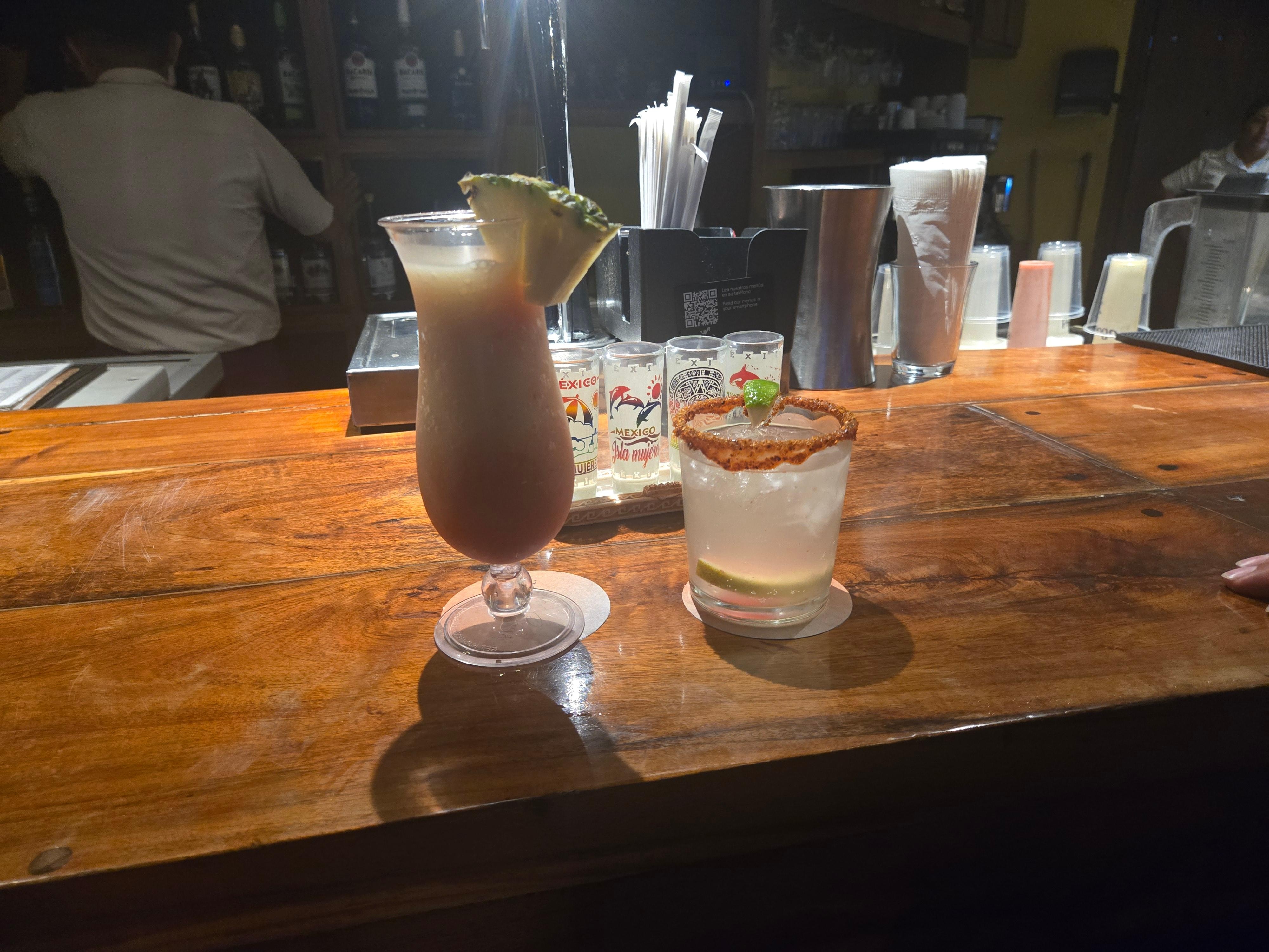 Beach bar right by the beach.