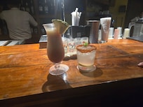 Beach bar right by the beach.