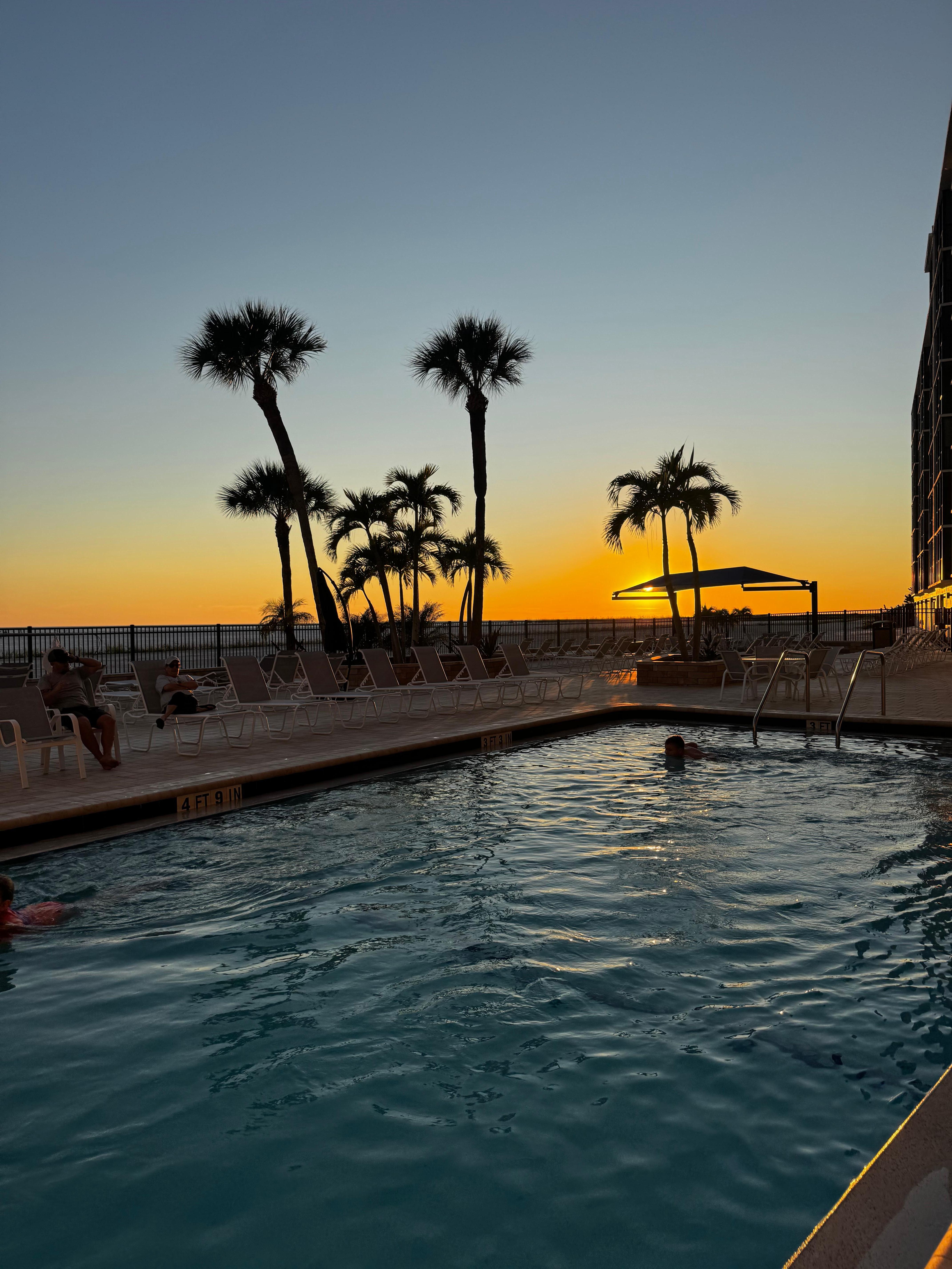 Beautiful sunsets at the pool. 