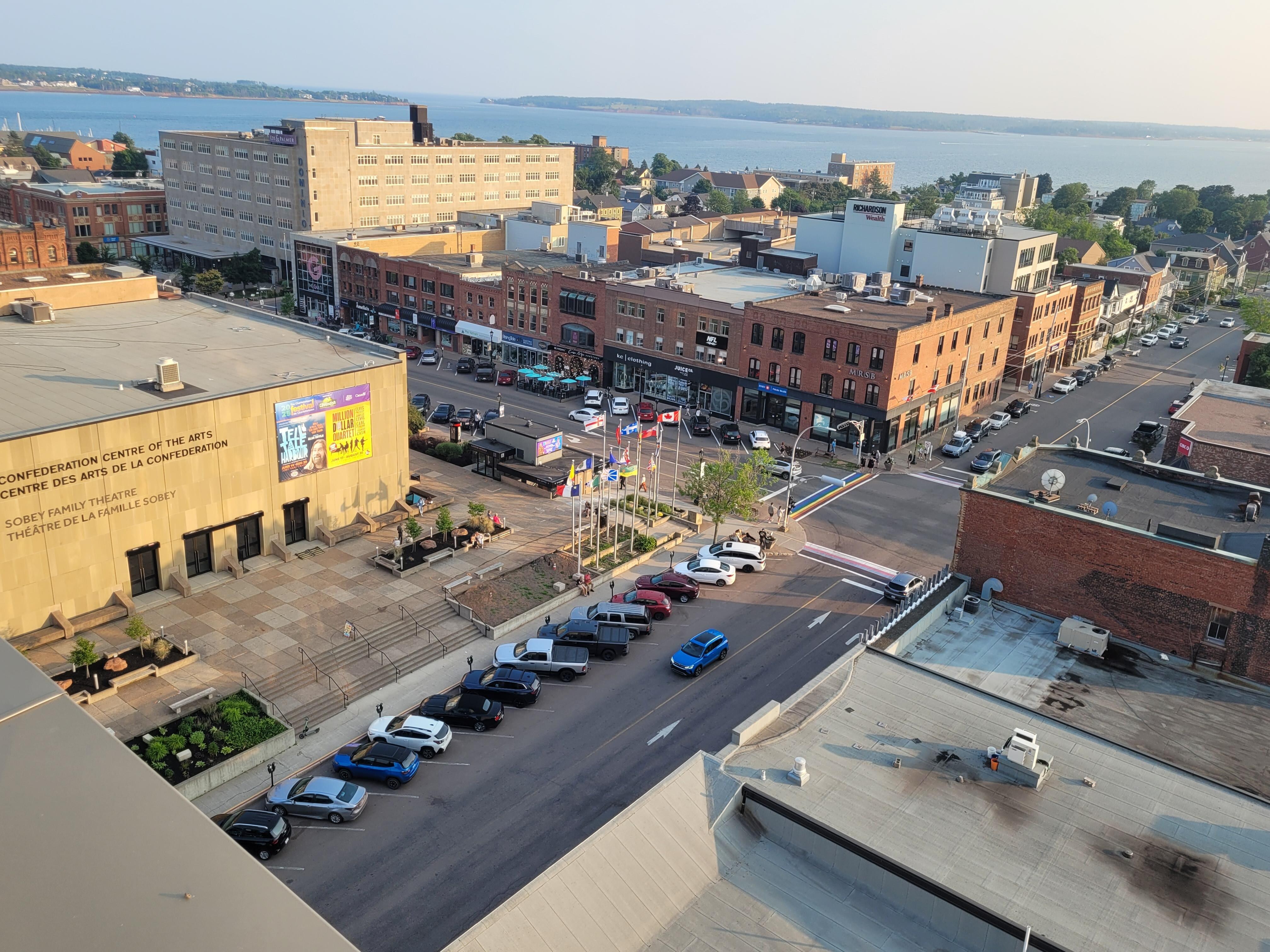 The view from the penthouse, 10th floor, of Charlottetown.