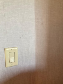 Bedroom-we carry Lysol wipes & spray. I wiped the wall next to light switch and mildew came off & next morning it was back.