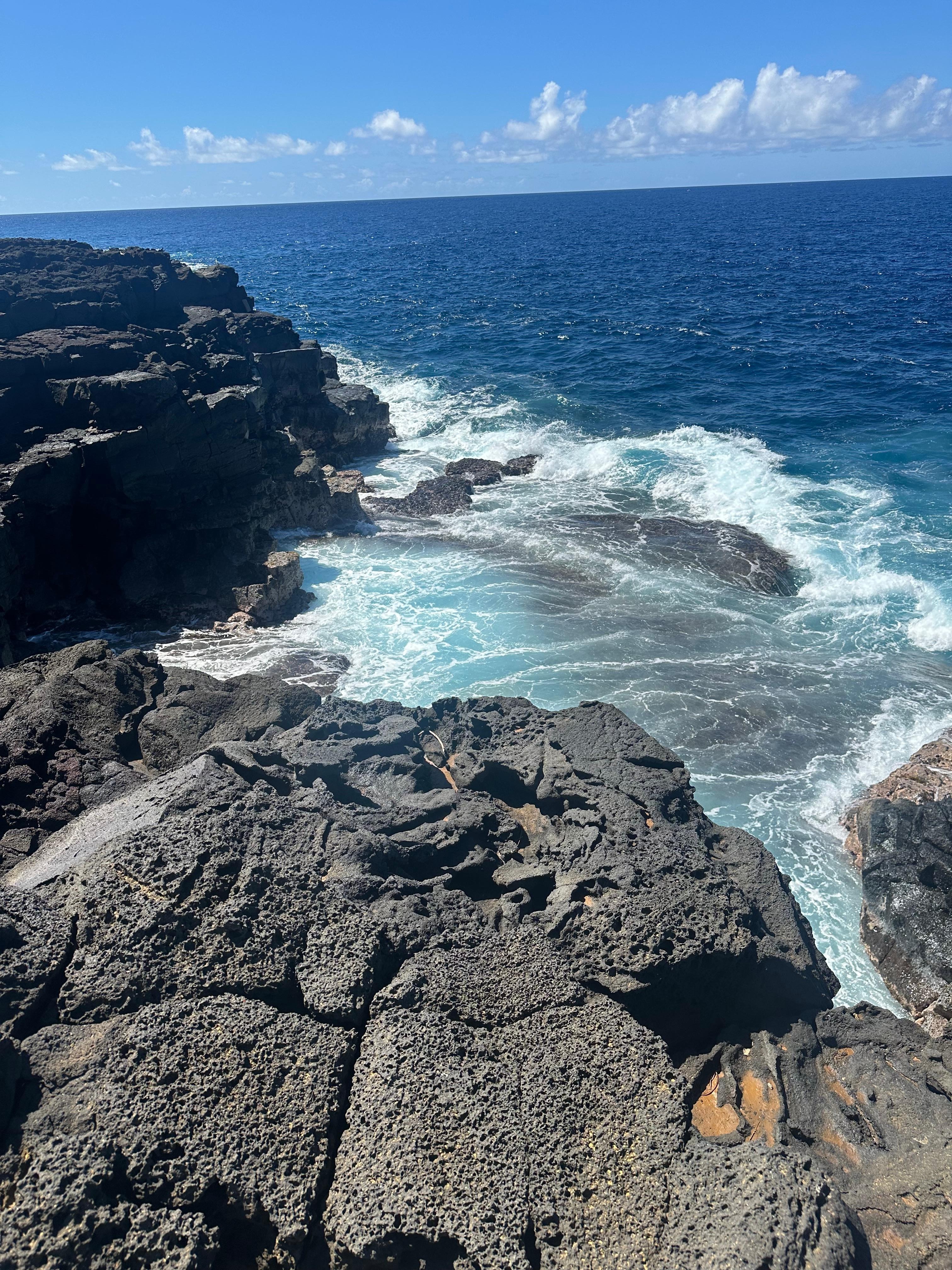 Hiking along shoreline