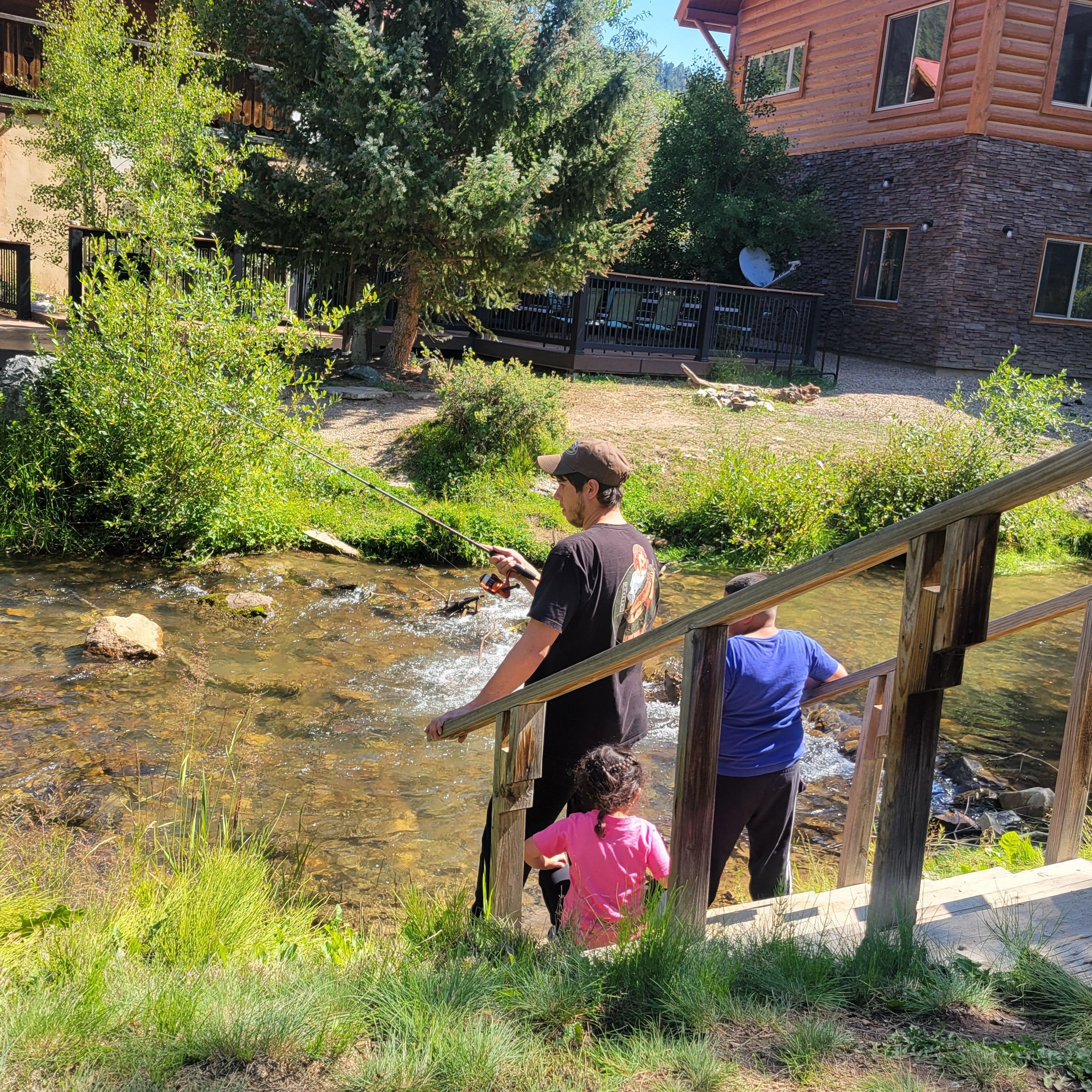 Fishing off the back yard. 