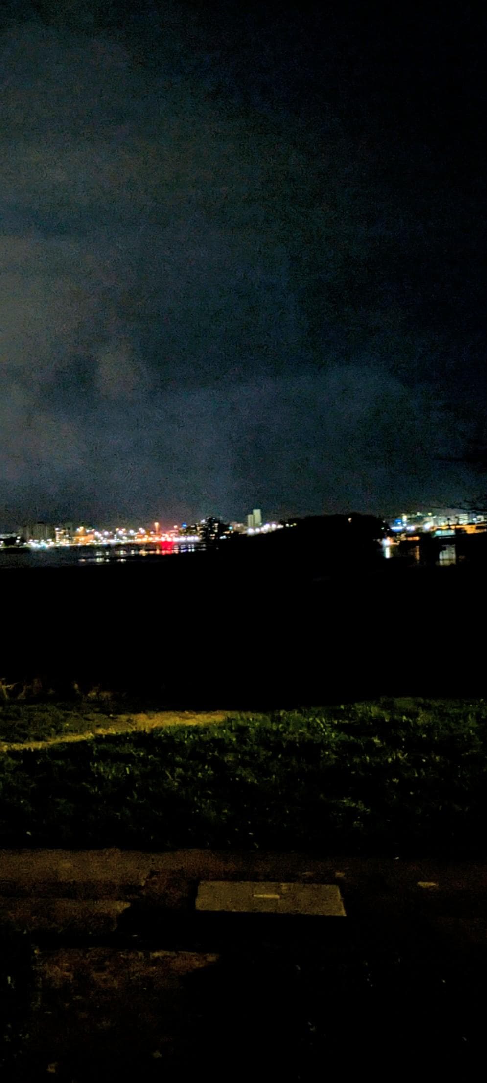 View from front of property of Poole after sunset.