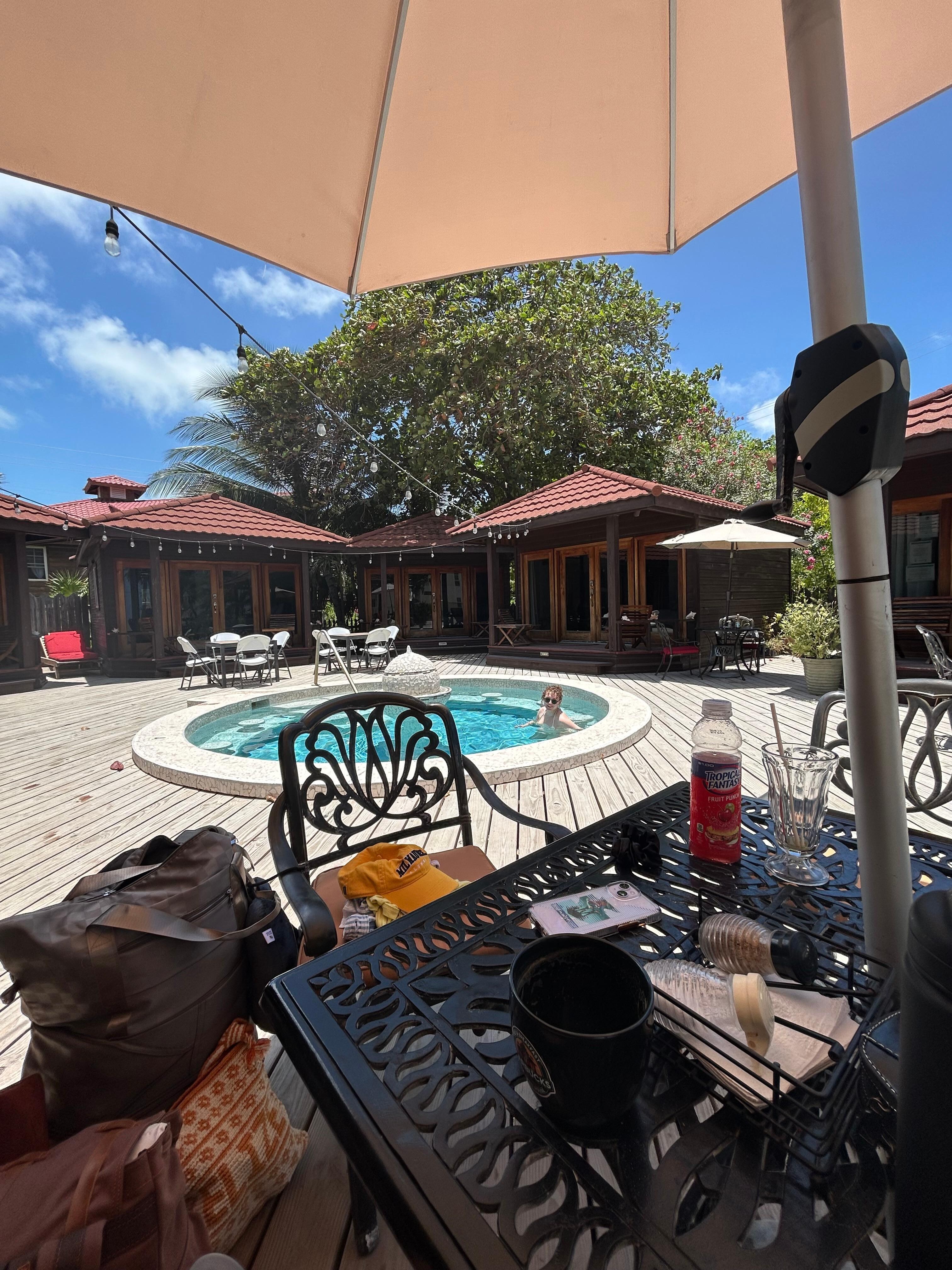 Photo from our breakfast table facing the rooms. 