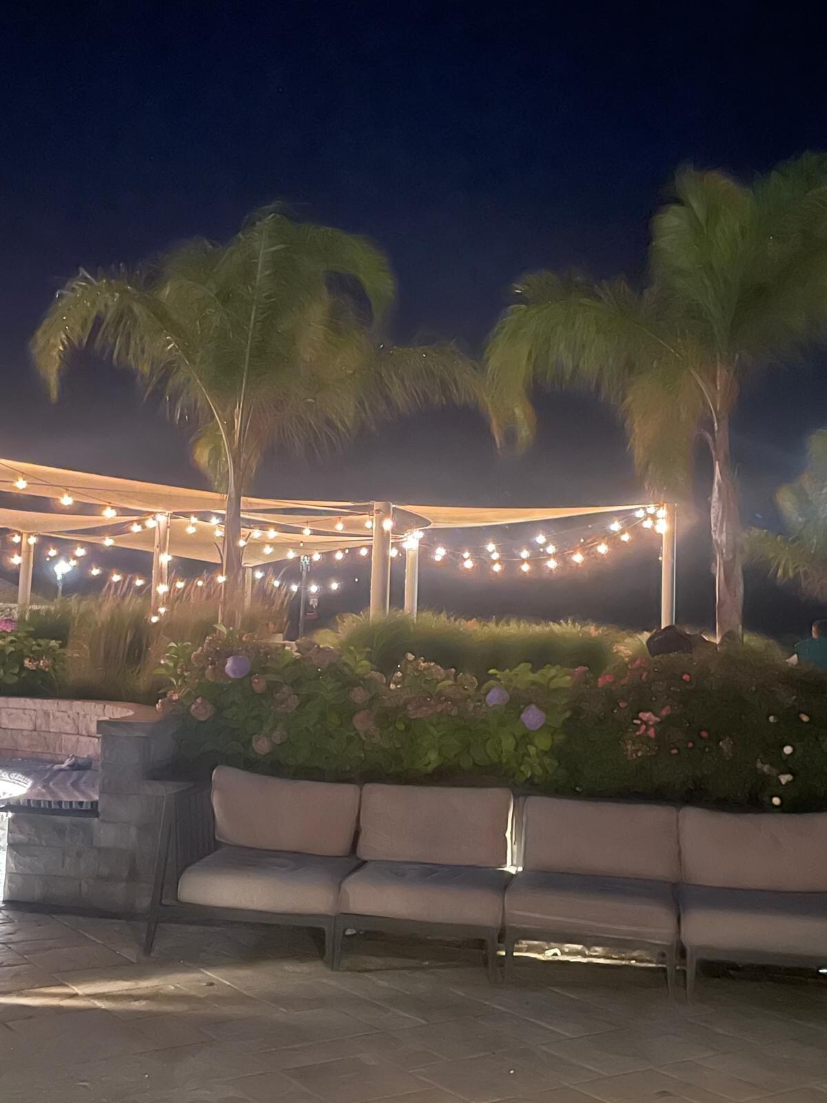 Outside area with the fire pits. Absolutely beautiful at night!