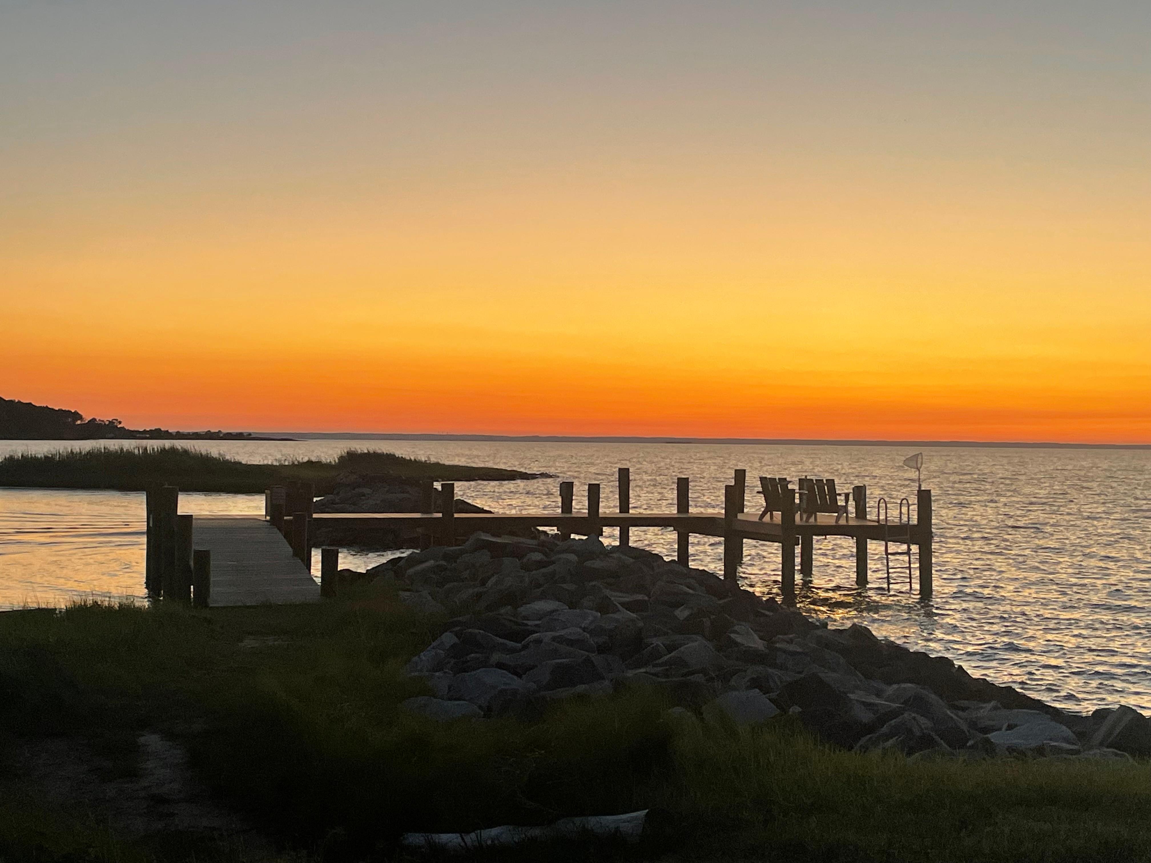 Private dock at sunset