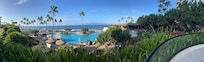 Panoramic from pool overlook next to the penguin enclosure