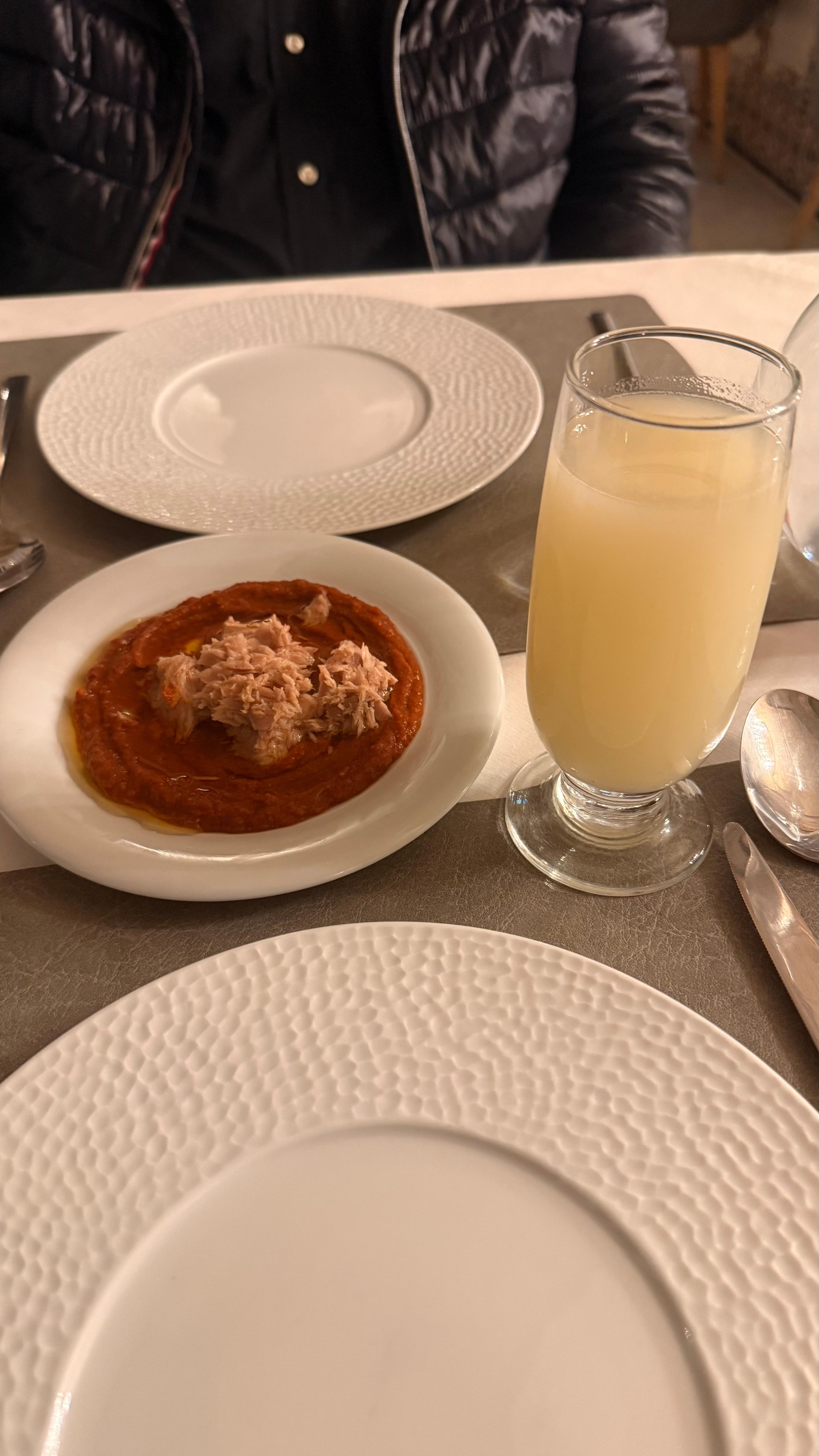 Fresh lemon juice and Harrissa and Tuna while waiting for the main dish