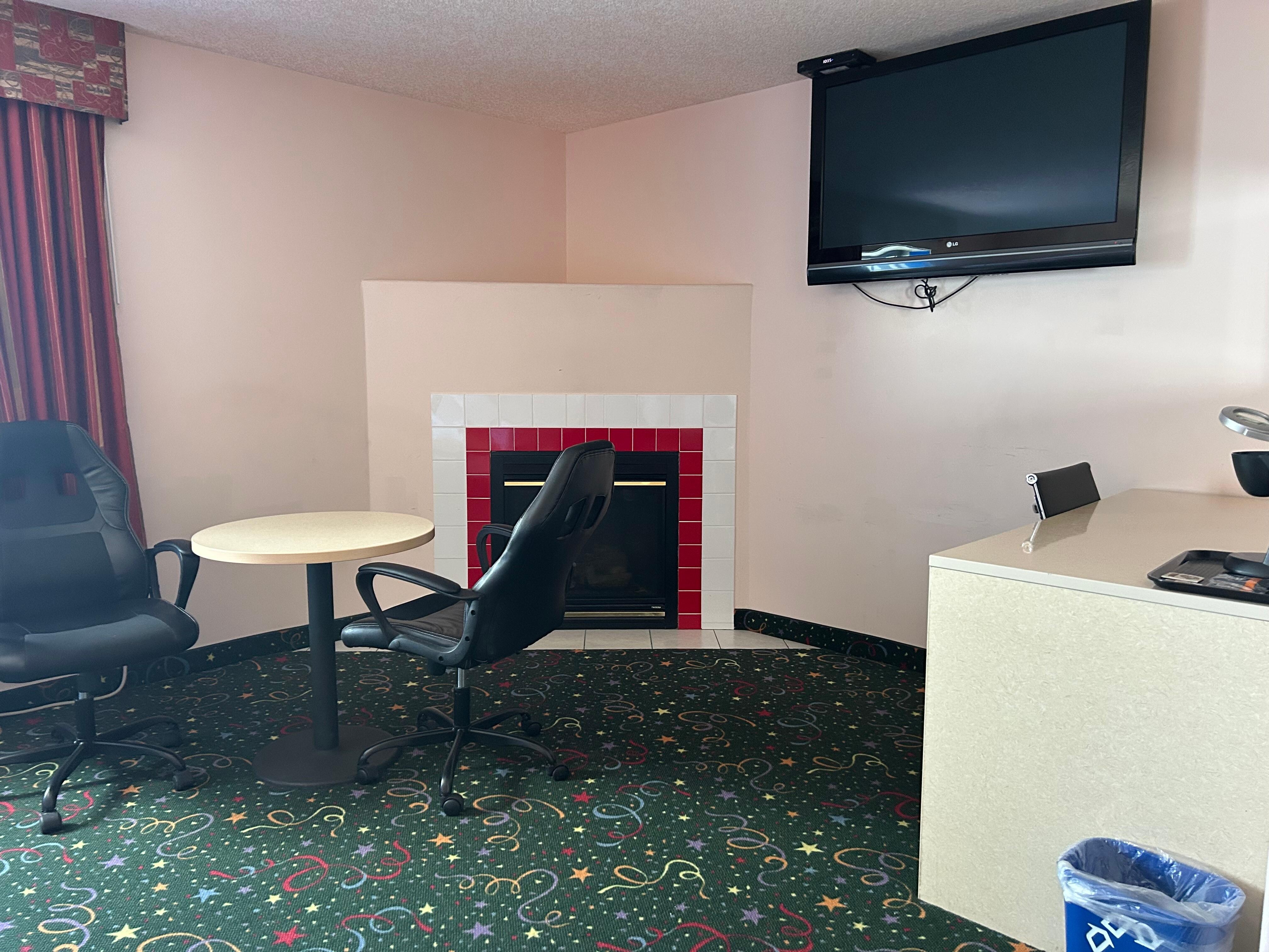 Pink walls, red trim…