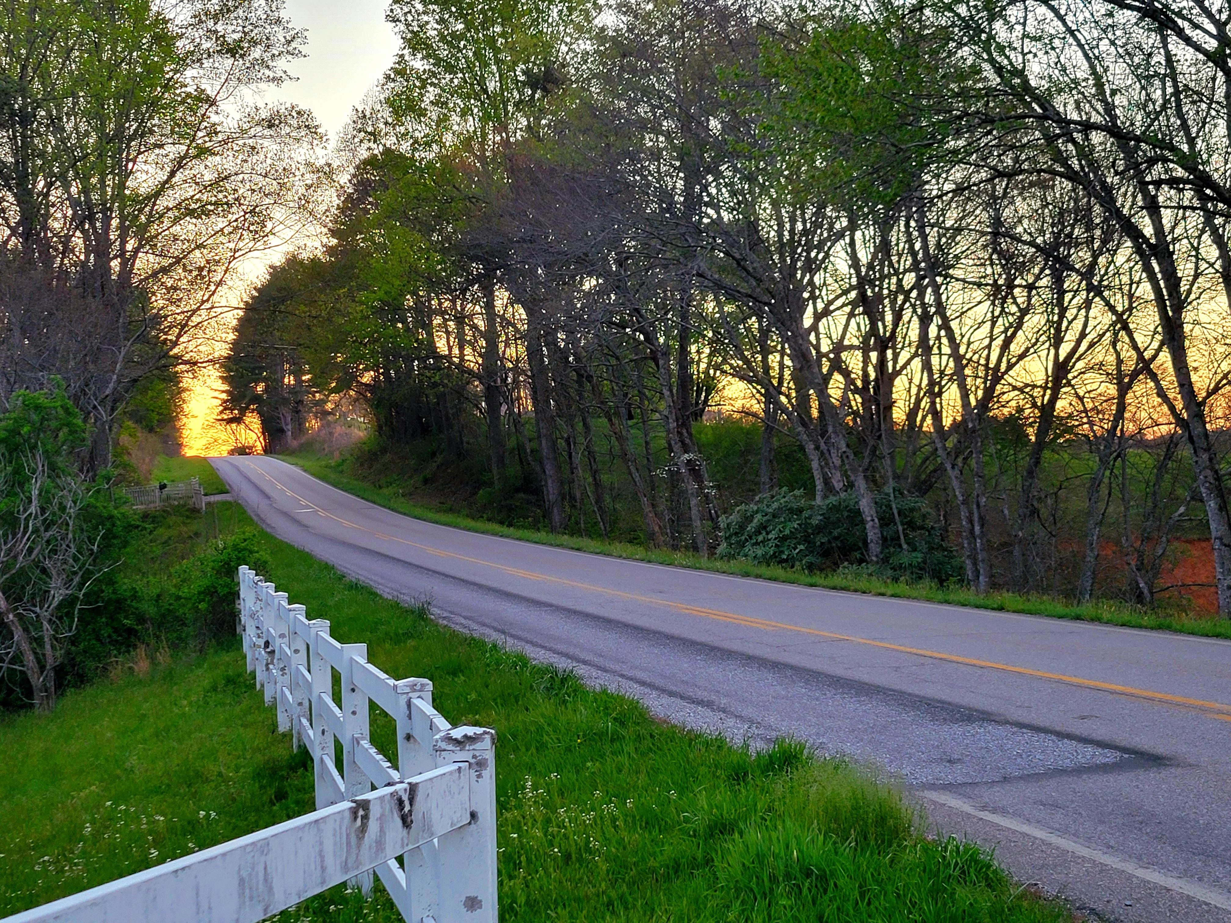 Sunset at the end of the driveway 