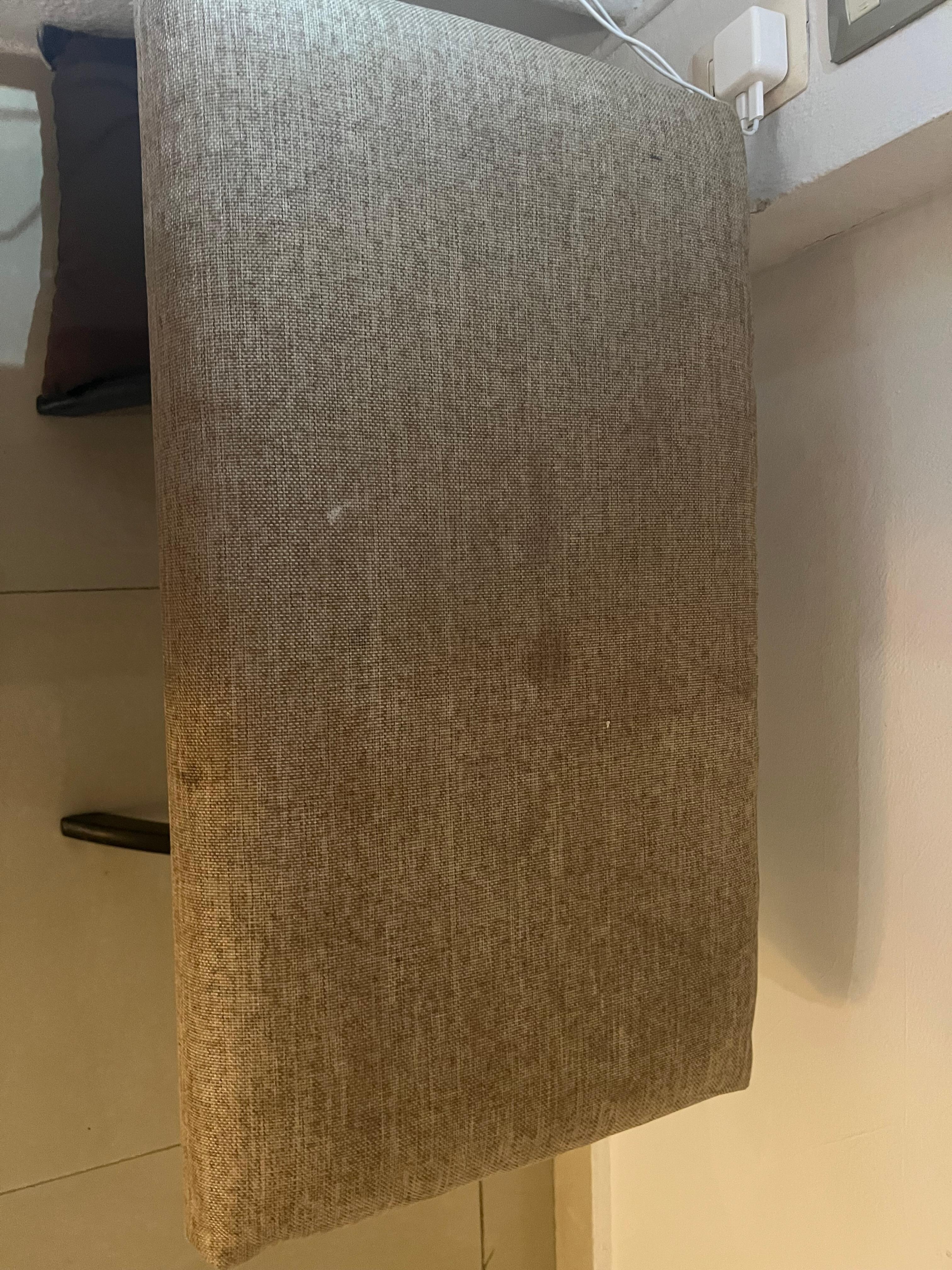 Stained benches next to beds (no night stands)