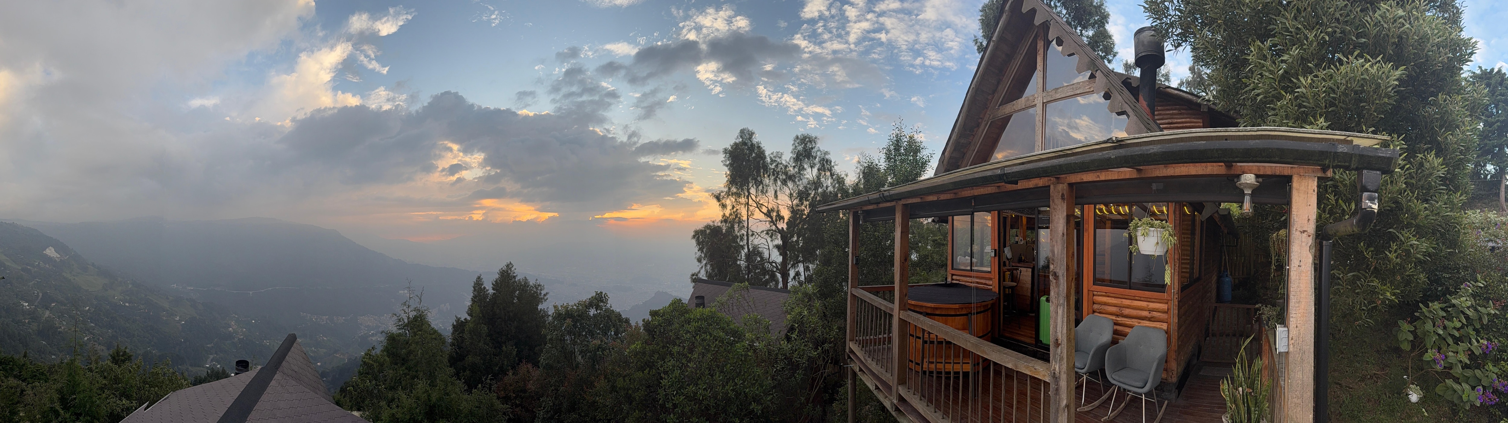 Pano from the net hammock out front - pretty private, even with other cabins nearby!