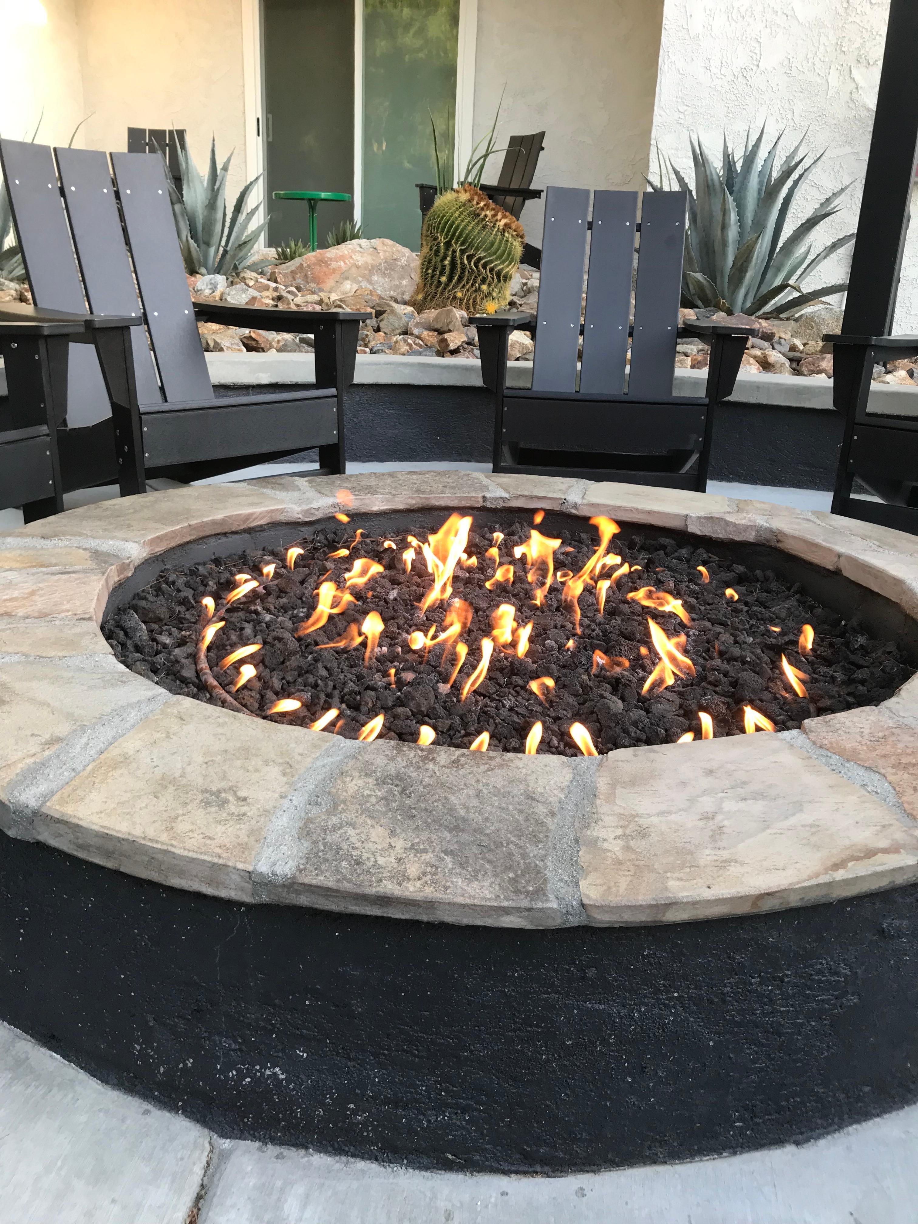 Coffee by the fire pit in the morning.