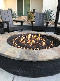 Coffee by the fire pit in the morning.