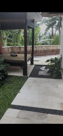 Outside bed area