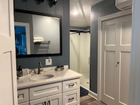 Large shower. It was nice to have a washer and dryer available.