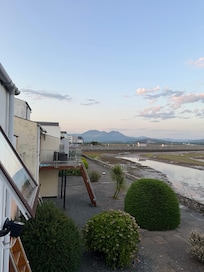 Looking from balcony to Ffestignog railway