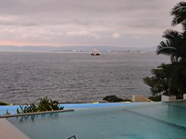 Looking out at the Bay of Banderas from the condo pool.