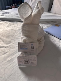 Bunny on the bed, complimentary from the staff, so cute!