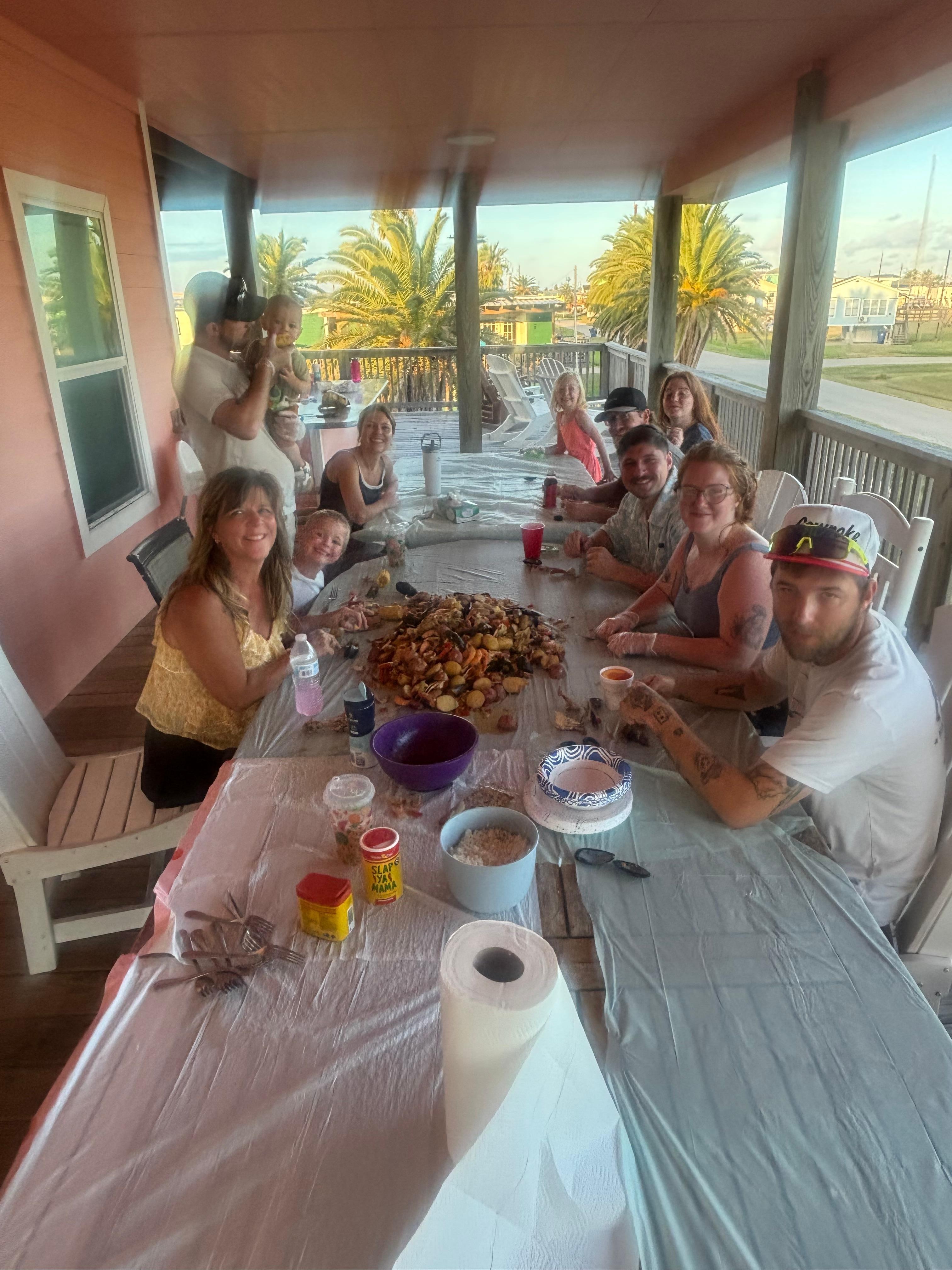 Cajun boil on the deck. 