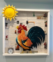 Honoring the rooster. Love this artwork.
