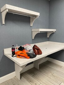 Place to fold and hang clothes in laundry room