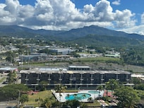 From the front door.